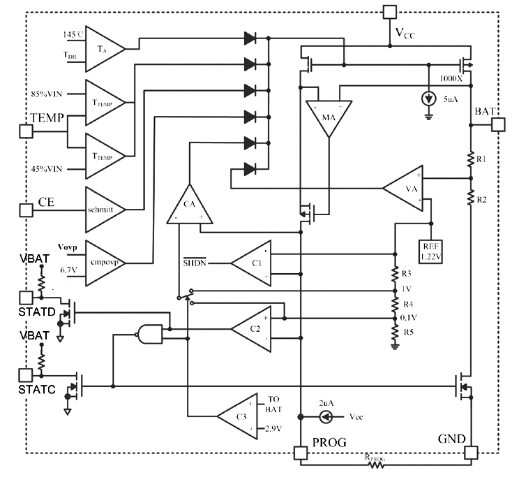 HT4089充电管理芯片方框图