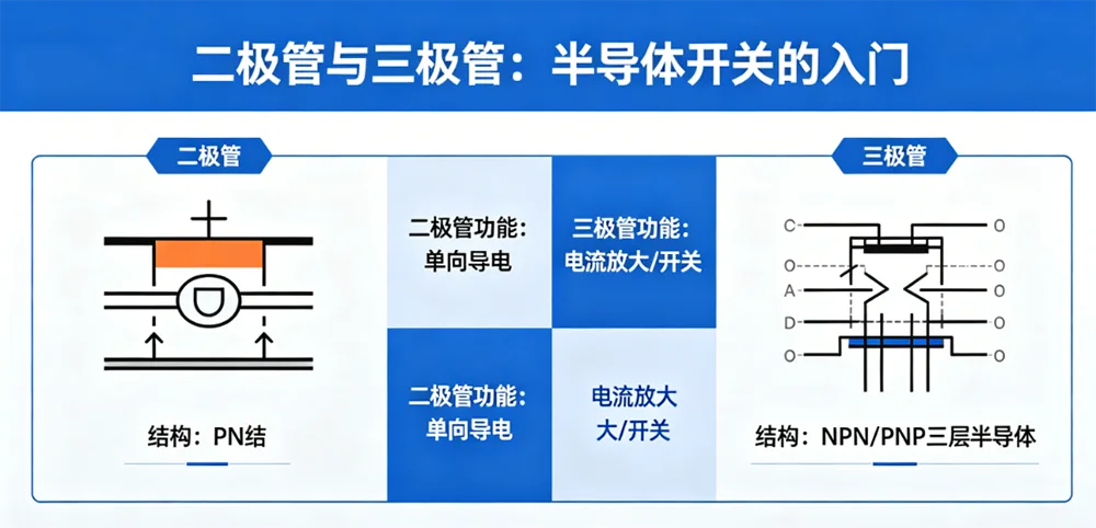 二极管与三极管:半导体开关的入门