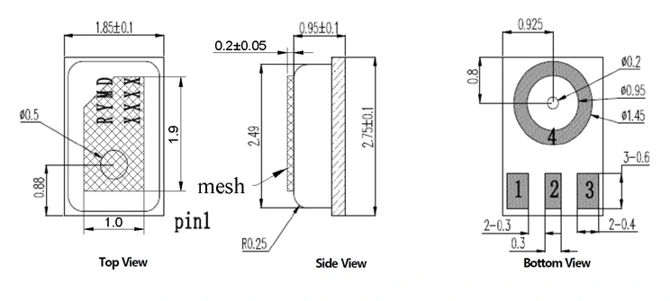 MS2202AB-M15E MEMS开关麦机械规格